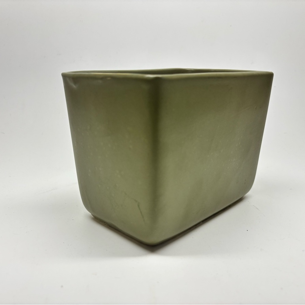 USA Pottery Attributed McCoy Rectangular Vase Green Garden Club Line